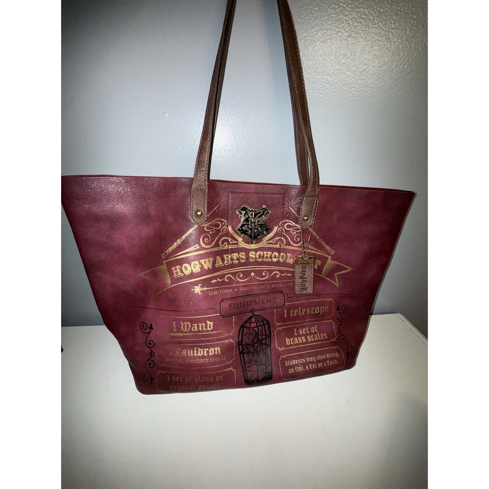 Harry Potter Hogwarts School List Bag Maroon Tote by Bioworld EUC